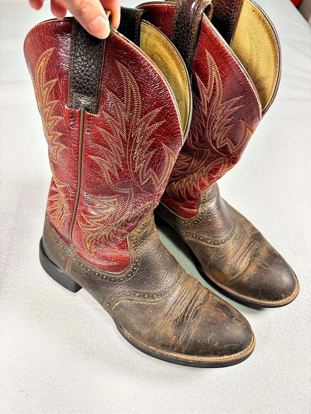 Ariat Western Embroidered Boots Brown & Red US 10 D